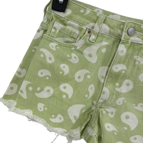 PacSun Green Eco Yin & Yang High Waisted Cotton Denim Festival Shorts - Picture 6 of 11